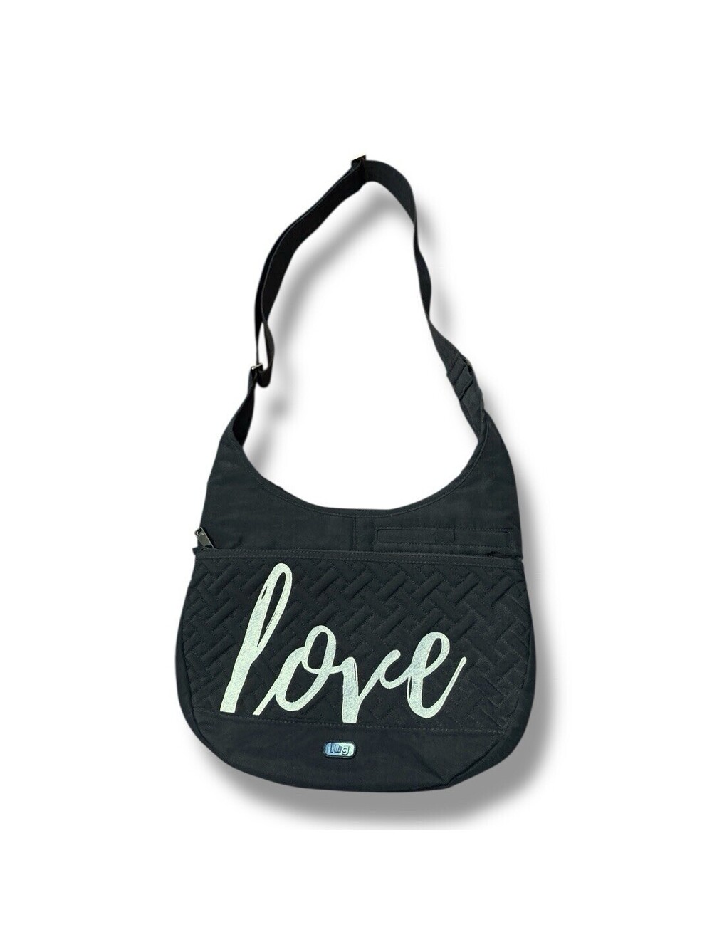 Lug Canopy LOVE Black Nylon Crossbody Hobo Bag Adjustable Strap RFID Purse